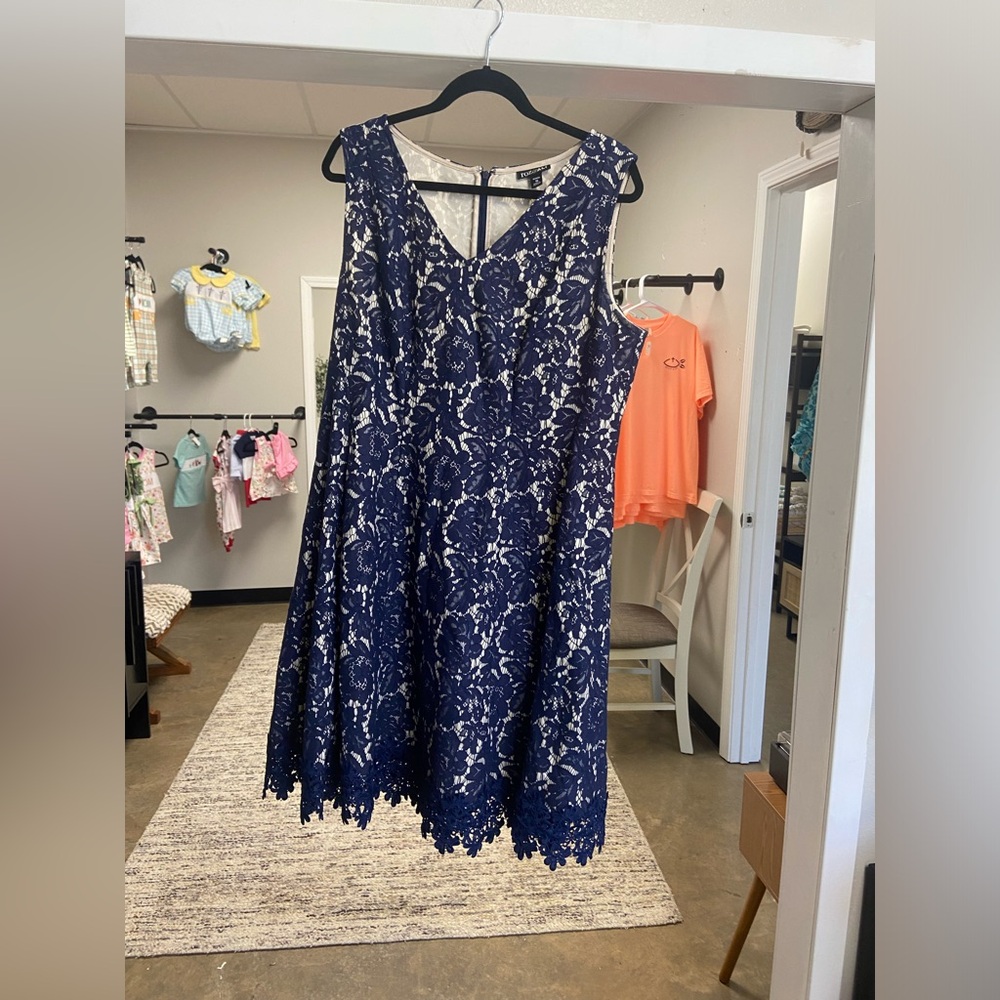 Blue and cream, Ron and Ali dress, size 16 W